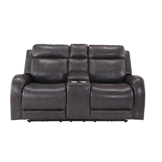 Mustang Jerome S Furniture, Leather Reclining Console Sofa