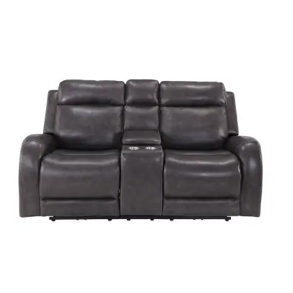 Mustang Jerome S Furniture, White Leather Reclining Sofa With Console