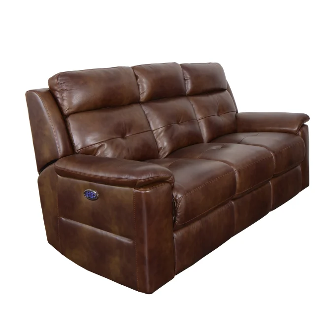 Brown Leather Power Reclining Sofa With, Easton Leather Power Reclining Sofa With Headrests And Lumbar Support