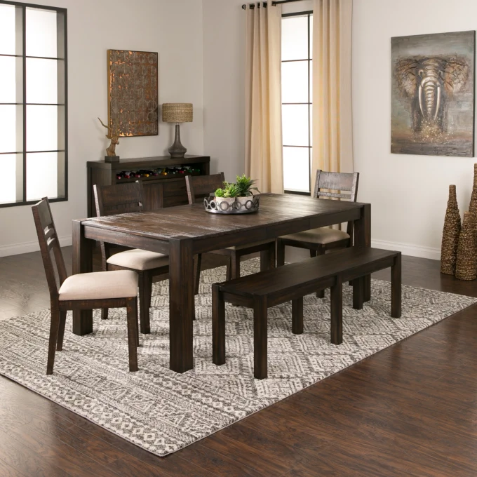 Acacia Dining Set Espresso Table With, Acacia Wood Dining Room Chairs