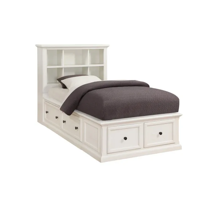 Bookcase Headboard White Bed, White Full Storage Bed With Bookcase Headboard
