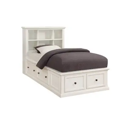 Bookcase Headboard White Bed, Full Size Bed With Bookcase Headboard And Storage