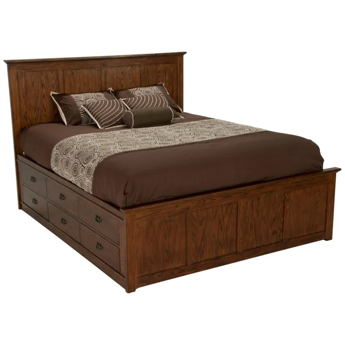 Oak Platform Bed King Wooden, King Bed With Side Storage Drawers