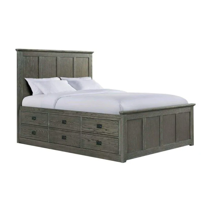 Oak Park King Size Bed With Drawers, King Size Oak Headboard With Shelves