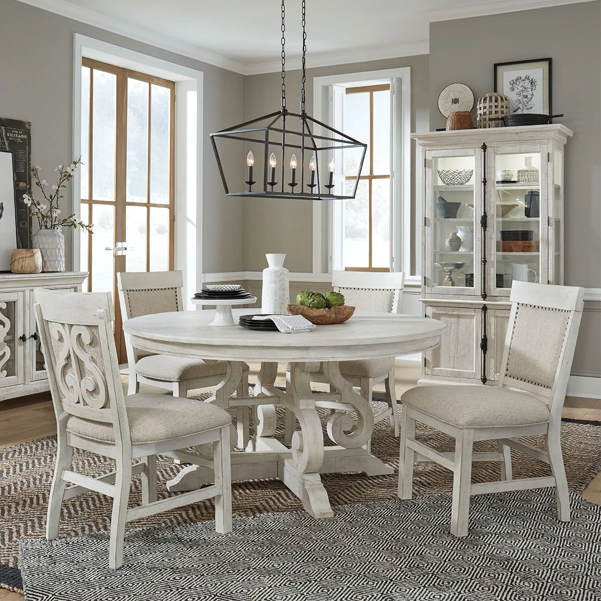 Round White Farmhouse Dining Table Set | Jerome's