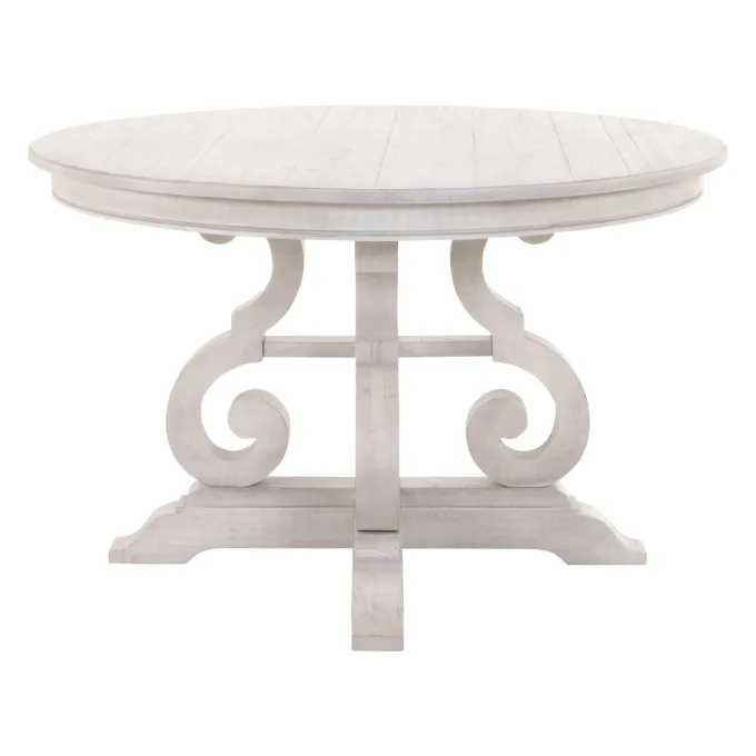 Round Farmhouse Dining Table, 48 Round White Pedestal Dining Table