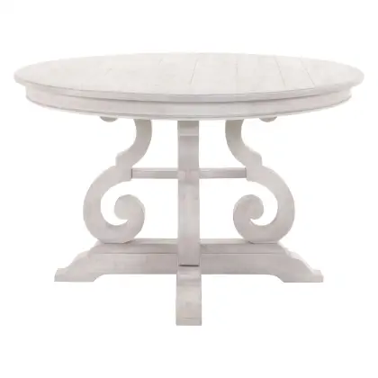 Round Farmhouse Dining Table, 48 Round White Pedestal Table