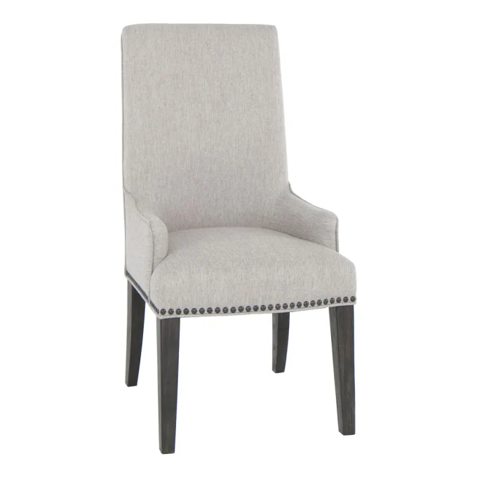 Upholstered Wood Dining Chair With, Nailhead Dining Chairs With Arms