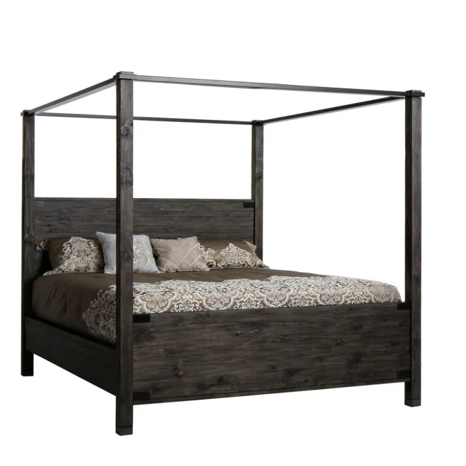 California King Canopy Bed Gray, Wood Canopy Bed Frame Full