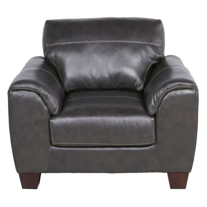 Grey Leather Armchair Plush Living, Sloane Leather Sofa