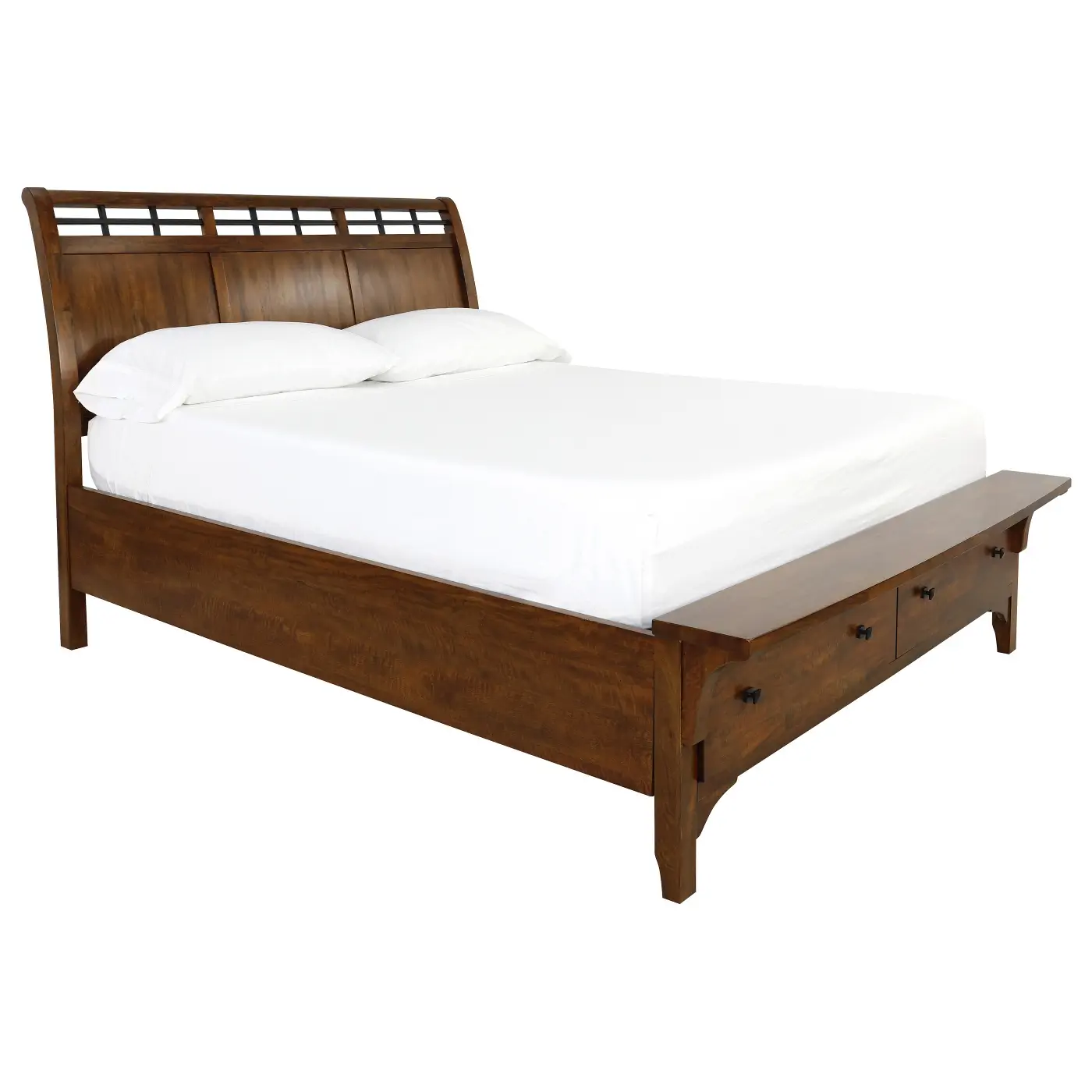 Wisteria Brown Queen Sleigh Bed - Mango Wood | Jerome's Furniture