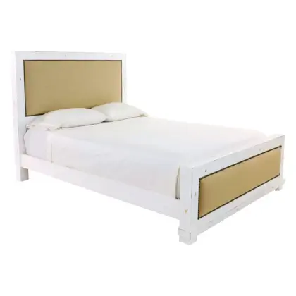Queen Bed With Padded Headboard, Distressed White Queen Bed Frame