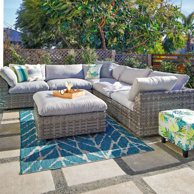 Laa Outdoor 6 Piece Wicker Sectional, Outdoor Sectional Furniture Canada