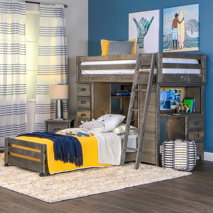 Wrangler Bunk Bed Grey Kids Loft, Jordan 8217 S Furniture Bunk Bedside Table