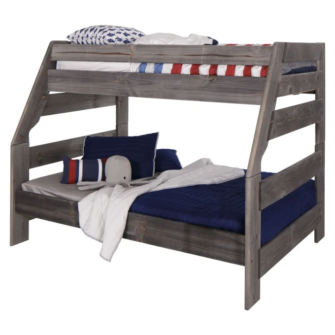 Wrangler Grey Twin Over Full Bunk Bed, Twin Over Full Solid Wood Bunk Bed